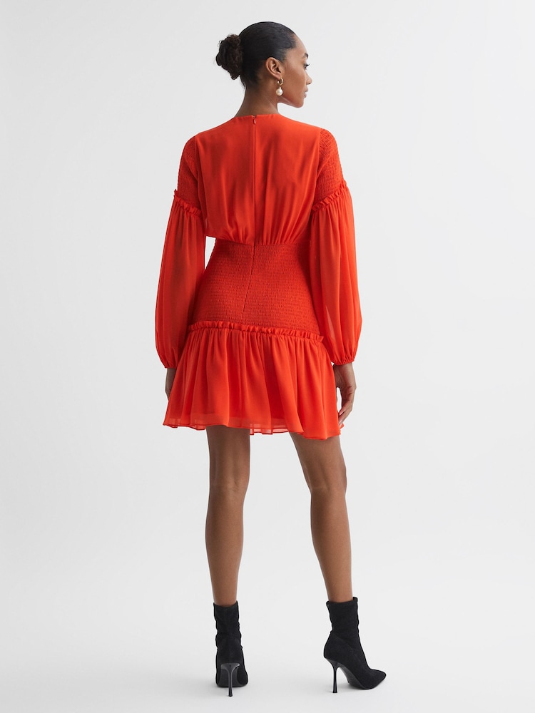 Florere Round Neck Shirred Mini Dress - Image 2 of 6