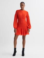 Florere Round Neck Shirred Mini Dress - Image 3 of 6