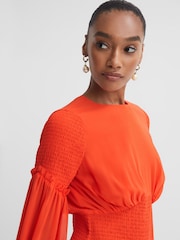 Florere Round Neck Shirred Mini Dress - Image 4 of 6