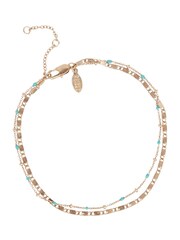 Oliver Bonas Blue/Gold Tone Vera Double Row Chain Anklet - Image 5 of 5