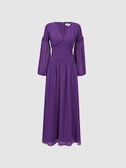 Florere Plunge Neck Shirred Maxi Dress - Image 2 of 5