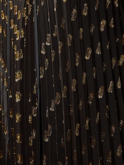 Florere Sheer Metallic Long Sleeve Brown Midi Dress - Image 6 of 6