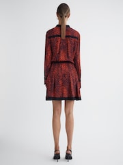 Reiss Red Kinsey Animal Print Belted Mini Dress - Image 5 of 5