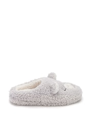 Pour Moi Grey Fluffy Bear Mule Slippers - Image 2 of 3