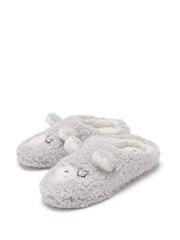 Pour Moi Grey Fluffy Bear Mule Slippers - Image 3 of 3