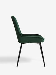 Set of 2 Soft Velvet Emerald Green Hamilton Black Leg Quilted Dining Chairs - Image 6 of 9