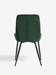 Set of 2 Soft Velvet Emerald Green Hamilton Black Leg Quilted Dining Chairs - Image 7 of 9