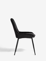 Set of 2 Soft Velvet Black Hamilton Black Leg Quilted Dining Chairs - Image 5 of 8
