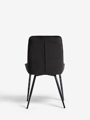 Set of 2 Soft Velvet Black Hamilton Black Leg Quilted Dining Chairs - Image 6 of 8