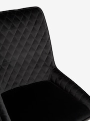 Set of 2 Soft Velvet Black Hamilton Black Leg Quilted Dining Chairs - Image 7 of 8