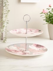 Catherine Lansfield Dramatic Floral 2 Tier Cake Stand - Image 1 of 2