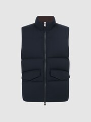 Reiss Navy Jets Quilted Sleeveless Gilet - Image 2 of 4