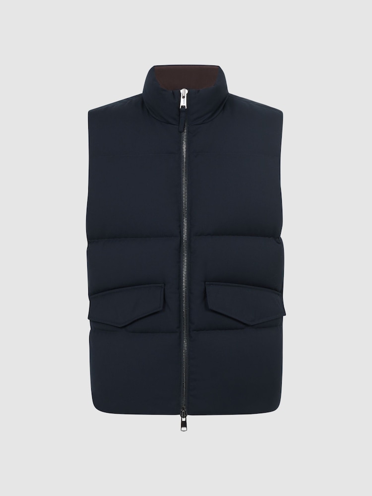 Reiss Navy Jets Quilted Sleeveless Gilet - Image 2 of 4