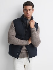 Reiss Navy Jets Quilted Sleeveless Gilet - Image 3 of 4