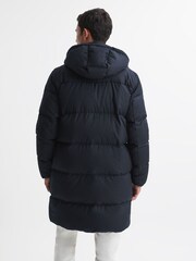 Reiss Navy Billings Quilted Hooded Coat - Image 5 of 5