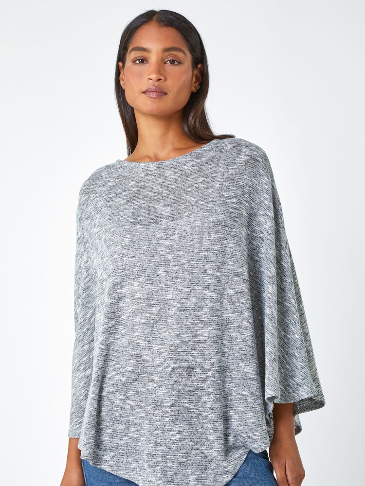 Roman Grey Marl Stretch Knit Jersey Top - Image 1 of 5