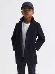 Reiss Navy Gable 9-14 yrs Single Breasted Epsom Overcoat - Image 3 of 6