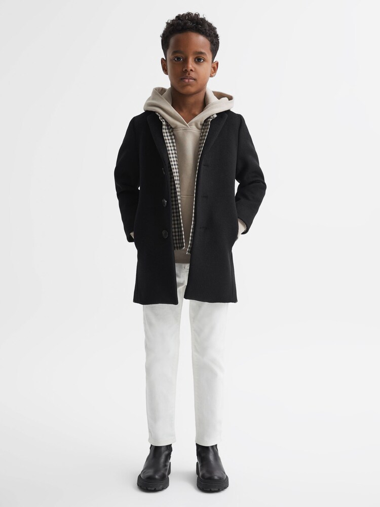 Reiss Black Gable Senior Single Breasted Epsom Overcoat - Image 1 of 7