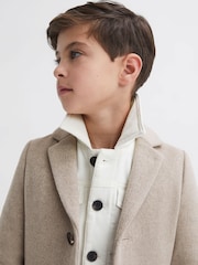 Reiss Stone Melange Gable 9-14 yrs Single Breasted Epsom Overcoat - Image 4 of 6
