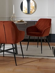 Set of 2 Solft Velvet Rust Brown Hamilton Black Leg Quilted Dining Chairs - Image 1 of 10
