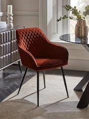 Set of 2 Solft Velvet Rust Brown Hamilton Black Leg Quilted Dining Chairs - Image 2 of 10