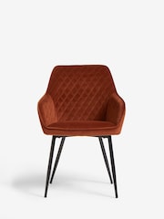 Set of 2 Solft Velvet Rust Brown Hamilton Black Leg Quilted Dining Chairs - Image 3 of 10