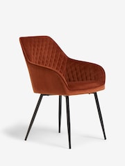 Set of 2 Solft Velvet Rust Brown Hamilton Black Leg Quilted Dining Chairs - Image 6 of 10