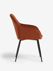 Set of 2 Solft Velvet Rust Brown Hamilton Black Leg Quilted Dining Chairs - Image 7 of 10