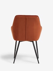Set of 2 Solft Velvet Rust Brown Hamilton Black Leg Quilted Dining Chairs - Image 8 of 10