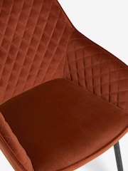 Set of 2 Solft Velvet Rust Brown Hamilton Black Leg Quilted Dining Chairs - Image 9 of 10