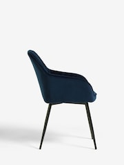 Set of 2 Soft Velvet Navy Blue Hamilton Black Leg Quilted Dining Chairs - Image 7 of 10