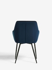 Set of 2 Soft Velvet Navy Blue Hamilton Black Leg Quilted Dining Chairs - Image 8 of 10