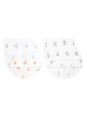 aden + anais White Organic Cotton Muslin Burpy Bibs 2 Pack - Image 1 of 6
