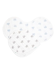 aden + anais White Organic Cotton Muslin Burpy Bibs 2 Pack - Image 2 of 6