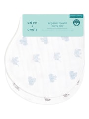 aden + anais White Organic Cotton Muslin Burpy Bibs 2 Pack - Image 3 of 6