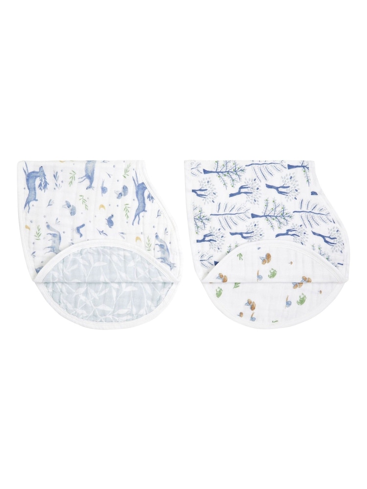 aden + anais Blue Cotton Muslin Burpy Bibs 2 Pack - Image 1 of 5