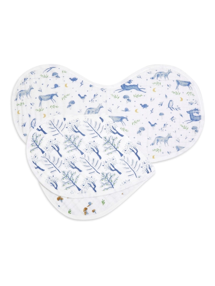 aden + anais Blue Cotton Muslin Burpy Bibs 2 Pack - Image 2 of 5