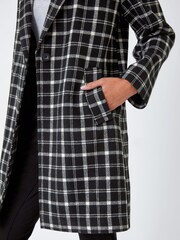 Roman Black Petite Single Breasted Check Print Coat - Image 4 of 5