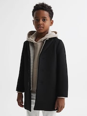 Reiss Black Gable 3-9 yrs Single Breasted Epsom Overcoat - Image 1 of 7