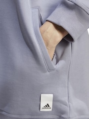 adidas Purple Lounge Fleece Hoodie - Image 5 of 6