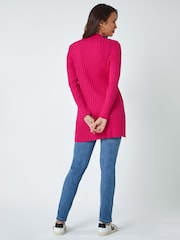 Roman Pink Longline Stretch Ribbed Cardigan - Image 3 of 5