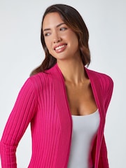 Roman Pink Longline Stretch Ribbed Cardigan - Image 4 of 5