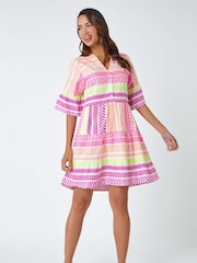 Roman Pink Print Smock Dress - Image 1 of 5
