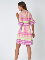 Roman Pink Print Smock Dress - Image 3 of 5