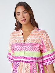 Roman Pink Print Smock Dress - Image 4 of 5