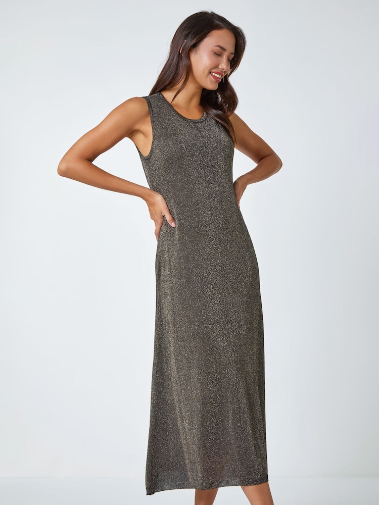 Roman Metallic Sparkle Stretch Knit Midi Dress - Image 1 of 5