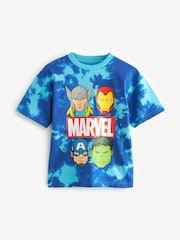 Blue Tie-Dye 100% Cotton Marvel Avengers License Short Sleeve T-Shirt (3-16yrs) - Image 1 of 1