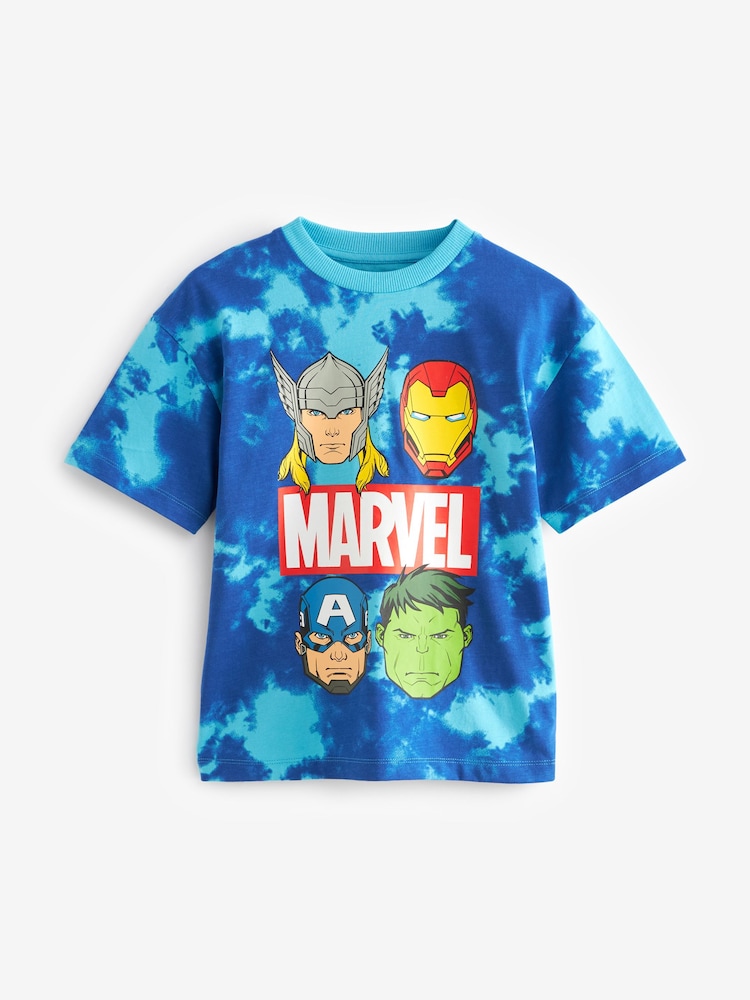 Blue Tie-Dye 100% Cotton Marvel Avengers License Short Sleeve T-Shirt (3-16yrs) - Image 1 of 1
