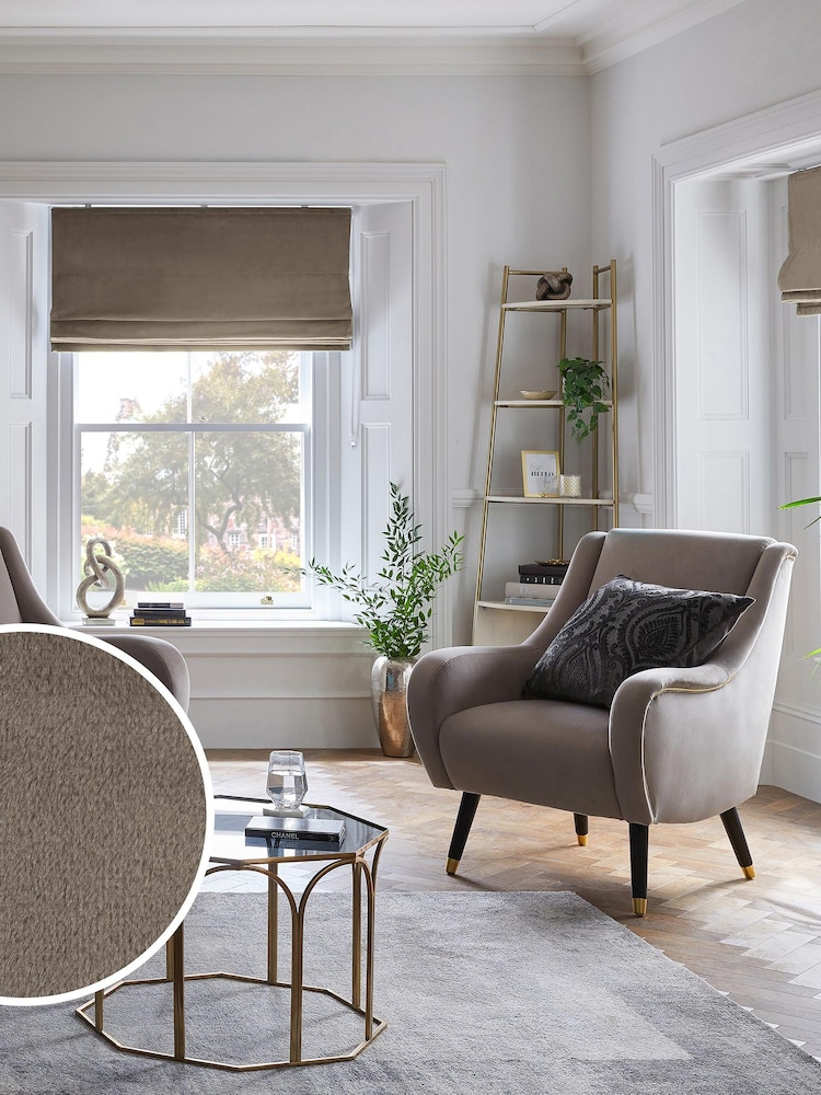 Mink Natural Ready Made Blackout Roman Blind Blackout Matte Velvet - Image 1 of 7