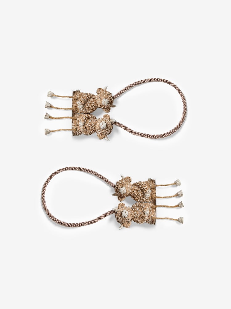 Set of 2 Natural Magnetic Hamish The Highland Cow Curtain Tie Backs - Image 2 of 3